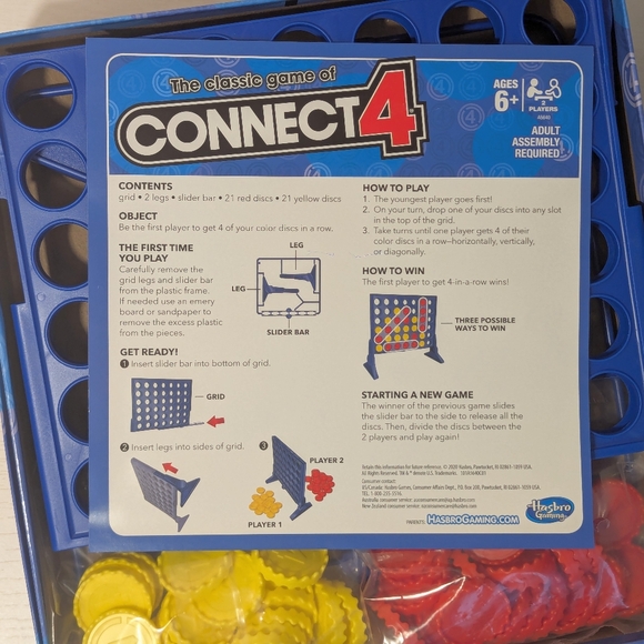 NWOT Hasbro Classic Red & Yellow Connect 4 - Picture 3 of 4